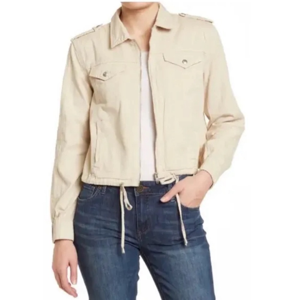 BLANKNYC Bomber/Military Style Jacket in Buff/Cream Color (Medium)